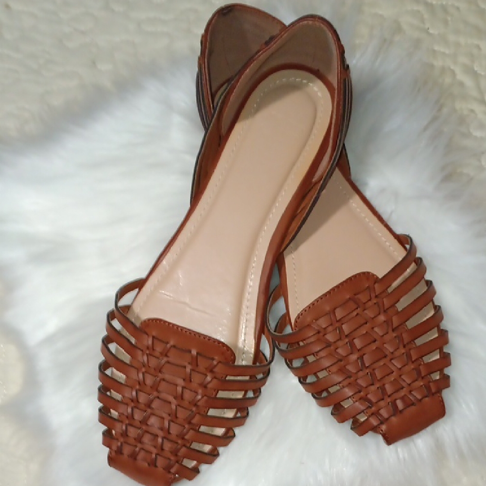 JUSTFAB Lucita- Chic Brown Woven Flats for Women